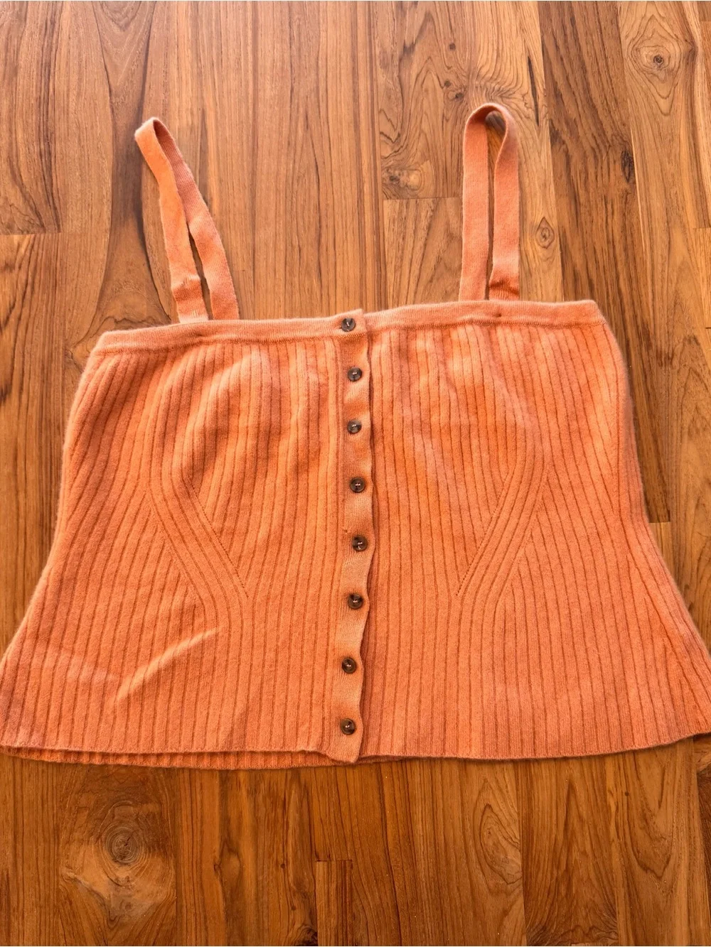 ULLA JOHNSON Wool & Cashmere Ribbed Cropped Tank Top Women’s XL Button Front - Picture 1 of 11